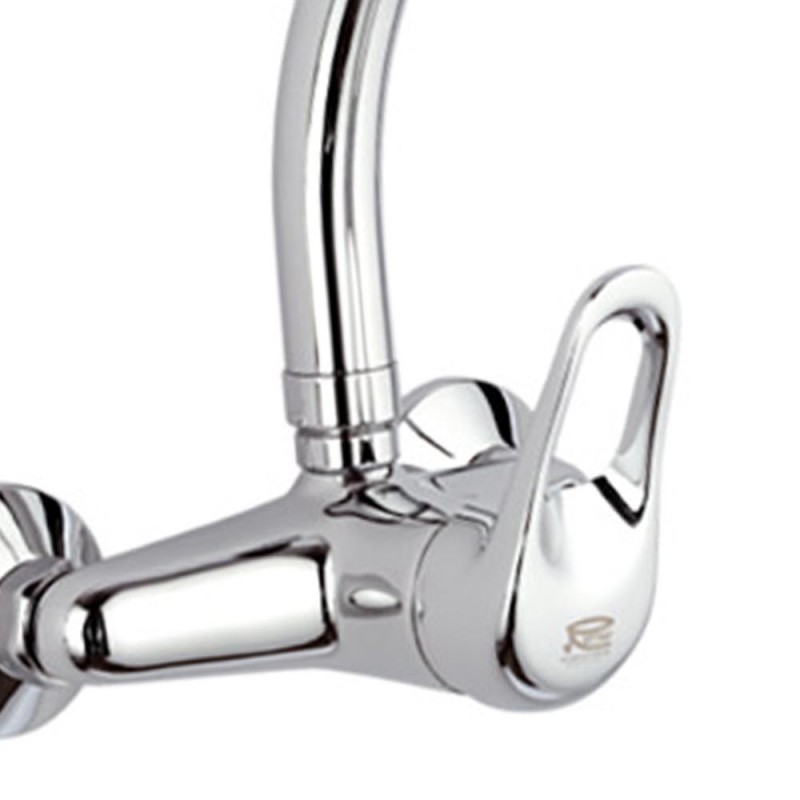 Rubinetto per lavello a muro con leva frontale e bocca alta girevole - serie kiss Remer K432