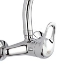 Rubinetto per lavello a muro con leva frontale e bocca alta girevole - serie kiss Remer K432