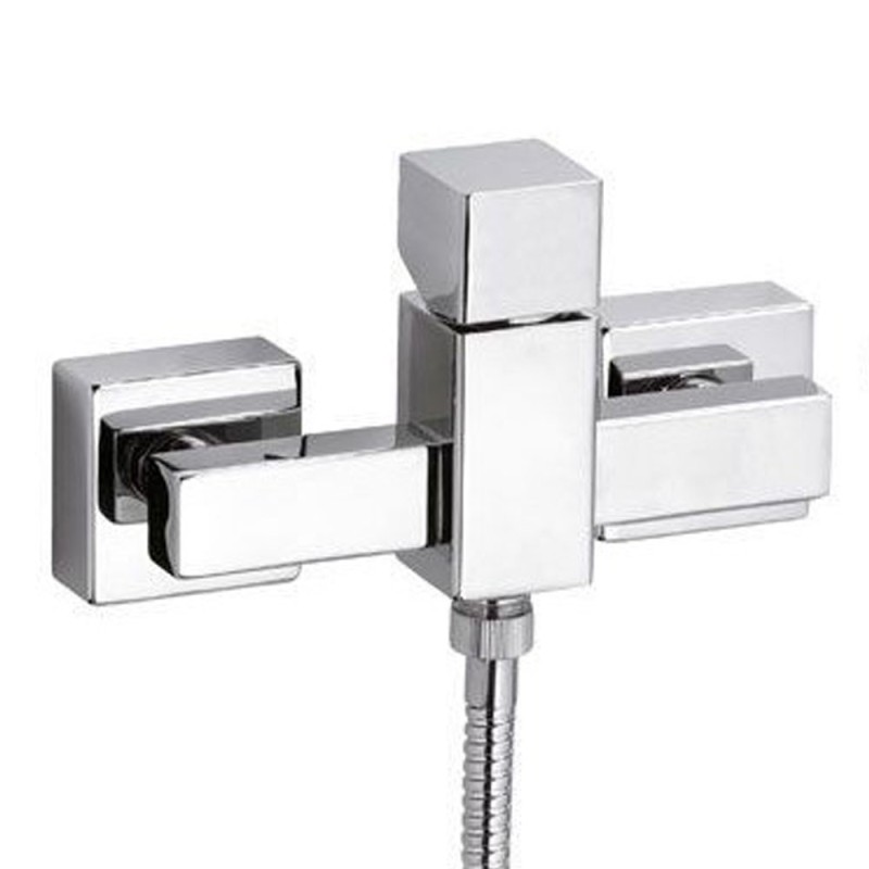 Miscelatore estreno doccia design squadrato, dotato di kit completo doccia. serie cube waterfall di daniel rubinetterie Danie...