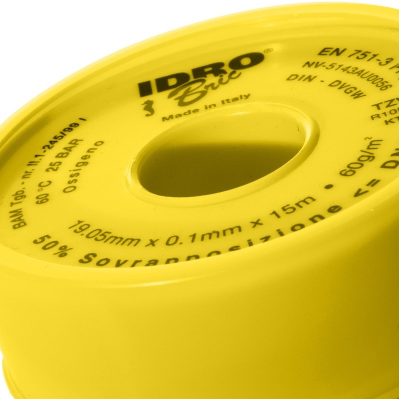 Nastro frp ptfe gas dvgw/ktw/bam 19mmx15mtx0x0,1 mm Idrobric SACADD0023PT