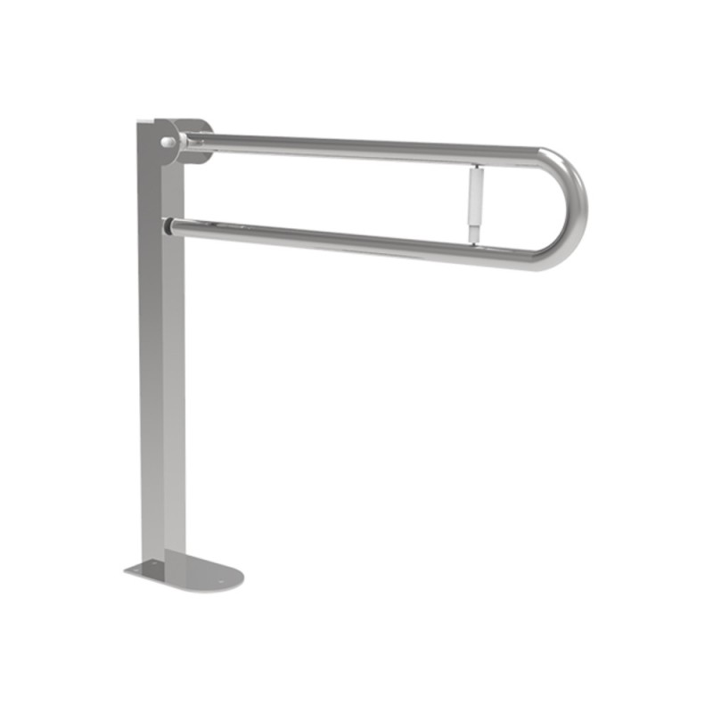 Maniglione barra ribaltabile su colonna 80x80 con porta rotolo inox lucido Goman XB08/93