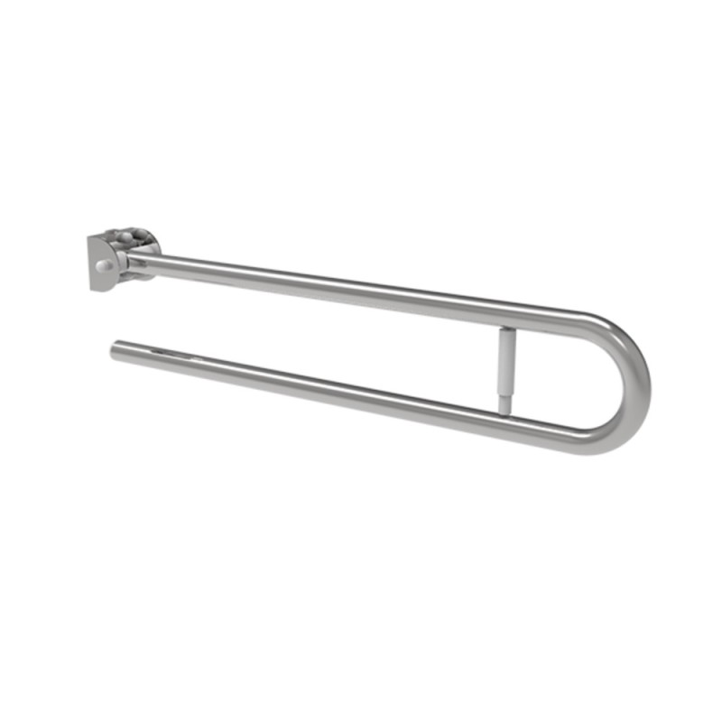 Barra maniglione ribaltabile cm 83 con porta rotolo inox bianco Goman XB83P/01
