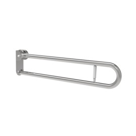 Barra maniglione ribaltabile cm 83 con porta rotolo e piastra lunga inox bianco Goman XB83PL/01