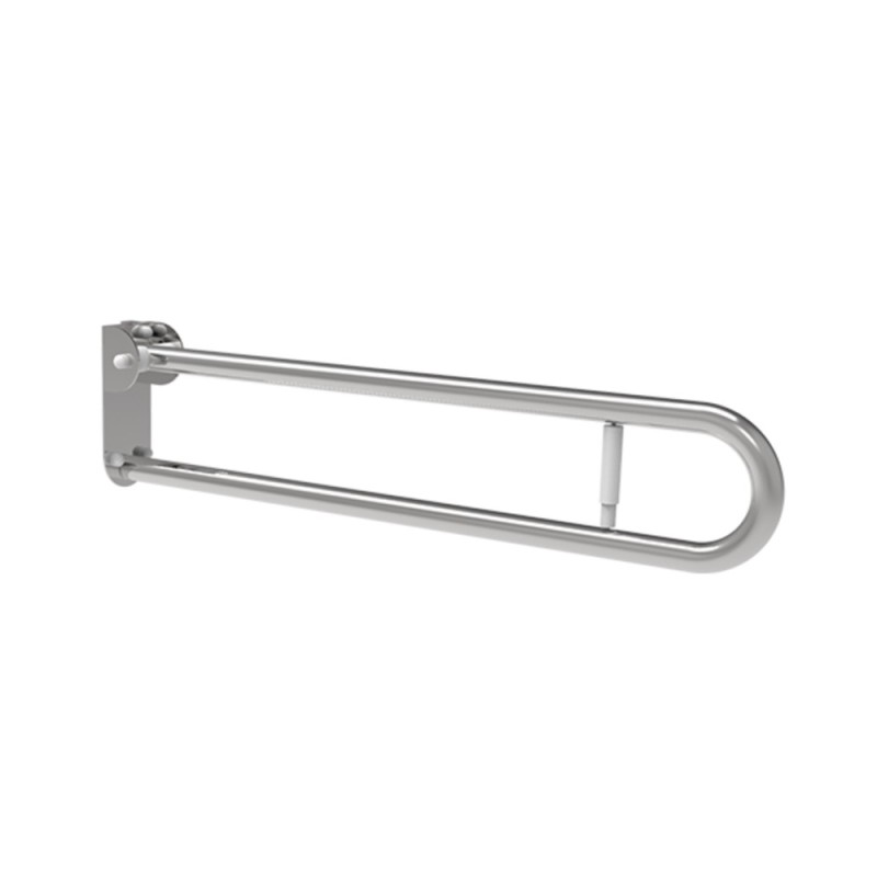Barra maniglione ribaltabile cm 83 con porta rotolo e piastra lunga inox satinato Goman XB83PL/91