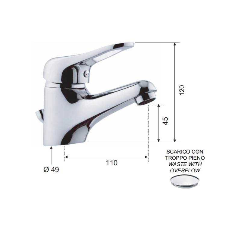 Miscelatore lavabo remer serie kiss comato Remer K11