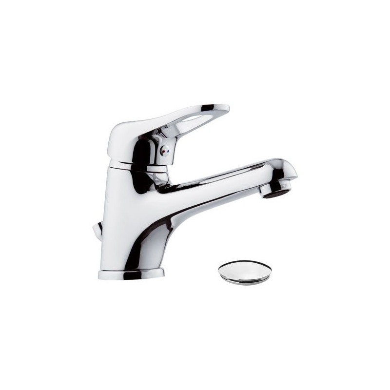 Rubinetto lavabo con scarico in plastica e bocca lunga - serie kiss Remer K10LP