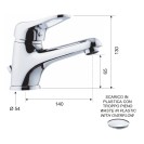 Rubinetto lavabo con scarico in plastica e bocca lunga - serie kiss Remer K10LP