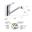 Rubinetto per lavabo o lavello con bocca girevole corta, per bassa pressione - serie kiss Remer K40BPC