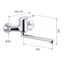 Miscelatore lavello a muro con bocca lunga, serie kiss Remer K41