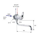 Rubinetto per lavello a muro con bocca girevole, per bassa pressione - serie kiss Remer K41BP