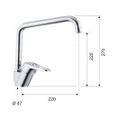 Rubinetto per lavello con bocca alta a u girevole - serie kiss Remer K42U