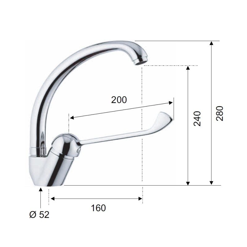 Rubinetto per lavello con bocca alta girevole - serie kiss Remer K42LL