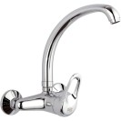 Rubinetto per lavello a muro cromato con leva e bocca alta girevole - serie kiss Remer K43