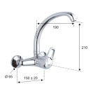 Rubinetto per lavello a muro cromato con leva e bocca alta girevole - serie kiss Remer K43