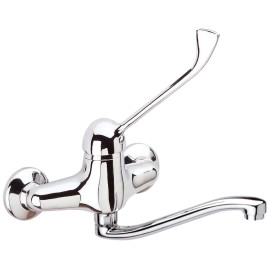 Rubinetto per lavello a muro con leva lunga e bocca a s girevole - serie kiss Remer K45S