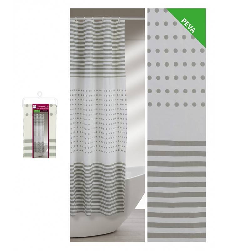 Tenda doccia strisce e pois color grigio 120 x 200 Feridras 187055