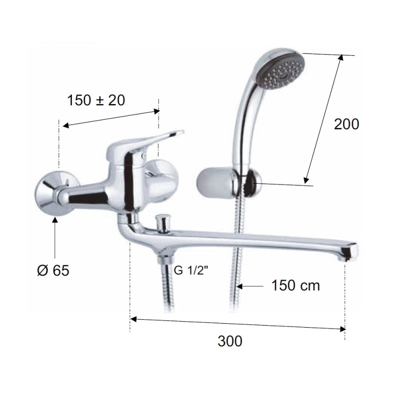 Rubinetto lavabo/vasca con deviatore e kit doccia duplex serie kiss Remer K49