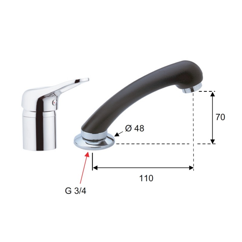 Mixer per acconciatore completo con doccia estraibile - serie kiss Remer K66