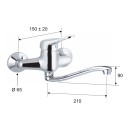 Rubinetto per lavello cucina a parete con bocca girevole, serie kiss Remer K41S