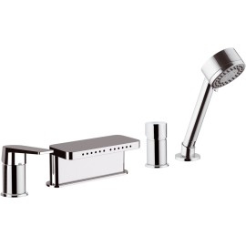 Rubinetto bordo vasca con deviatore, bocca con effetto multigetto e doccetta - serie dream Remer D06