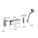 Rubinetto bordo vasca con deviatore, bocca con effetto multigetto e doccetta - serie dream Remer D06