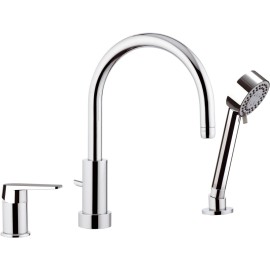 Rubinetto bordo vasca con deviatore, bocca minimale e doccetta a due posizioni - serie dream Remer D07