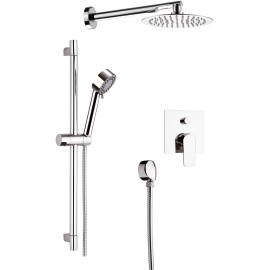 Set doccia composto da soffione doccia ultra piatto, saliscendi crom asta tonda e doccetta a 4 funzioni - serie dream Remer D...