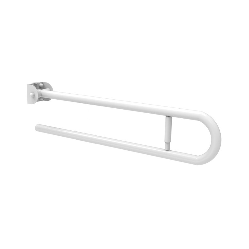 Barra maniglione in inox bianco ribaltabile cm 80 con porta rotolo Goman XB06/01