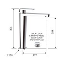 Dream remer miscelatore monocomando lavabo alto con o senza piletta click-clack Remer D10L