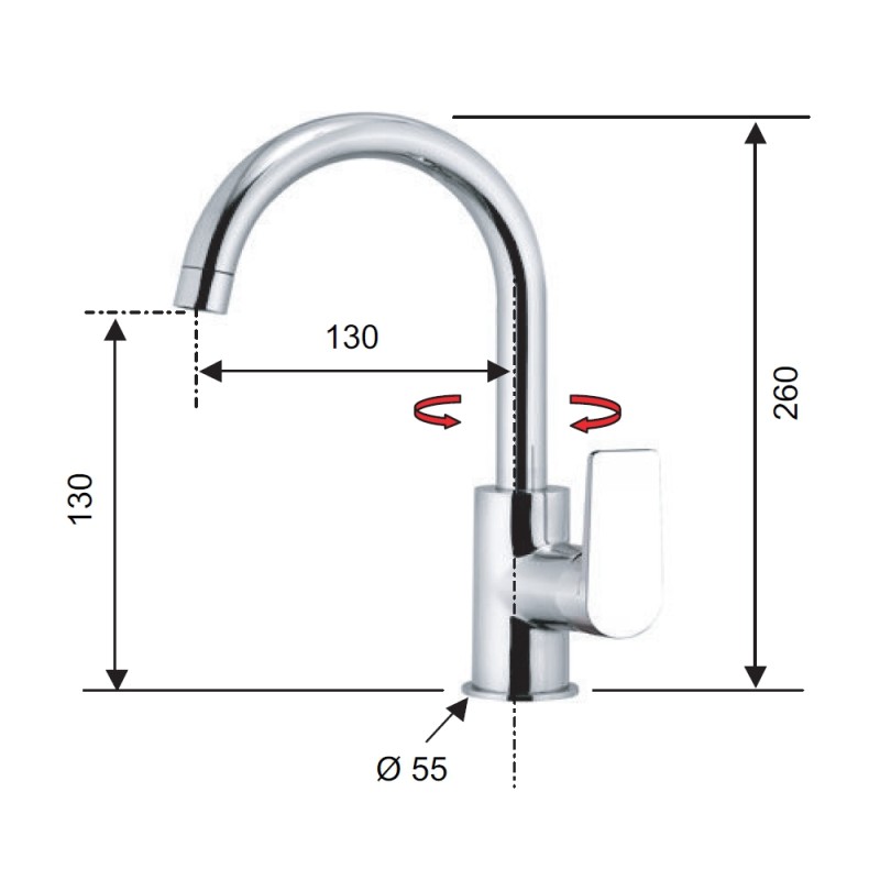 Rubinetto lavello con canna corta girevole - serie dream Remer D72C