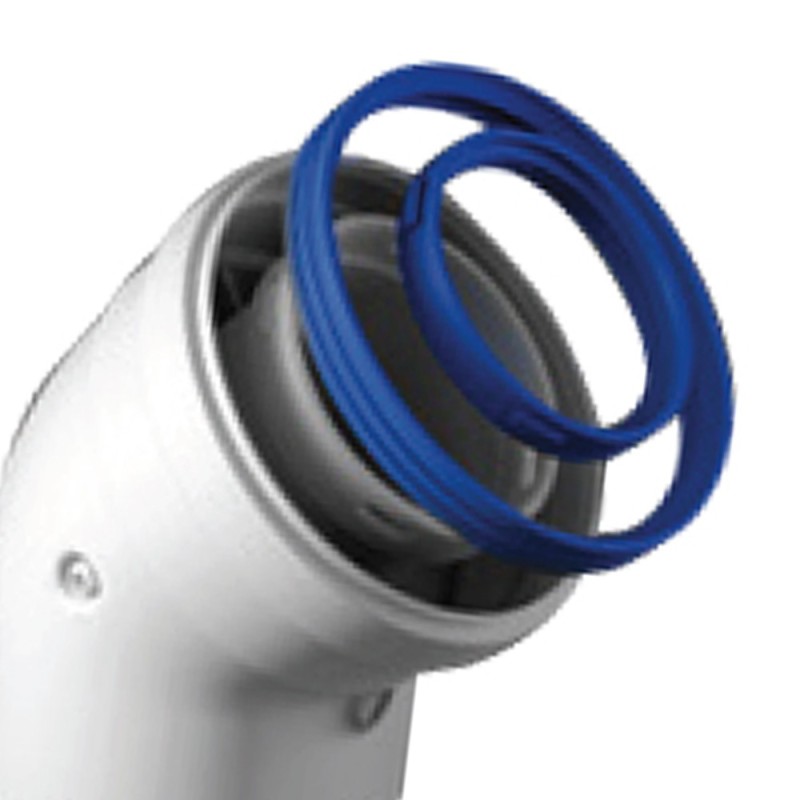 Curva 45 gradi coassiale maschio-femmina di d60-100 mm in acciaio e alluminio Idrobric SCACAL0188CU