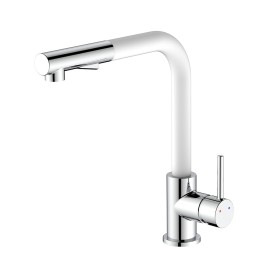 Miscelatore lavello alto con doccia estraibile e finitura bianca e cromata - Serie Phoenix Idrobric SCARUB1091BI