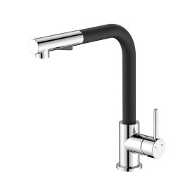 Miscelatore lavello alto con doccia estraibile e finitura nera e cromata - Serie Phoenix Idrobric SCARUB1090NE