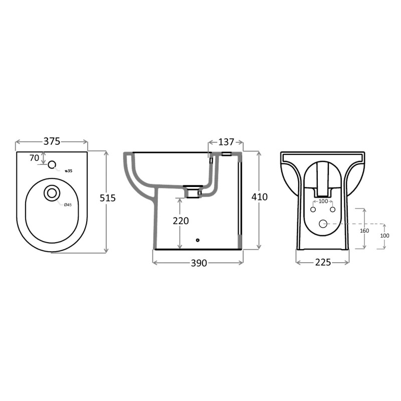 Bidet serie klio filo muro LINPH 181-K300-R Bidet serie klio filo muro LINPH 181-K300-R
