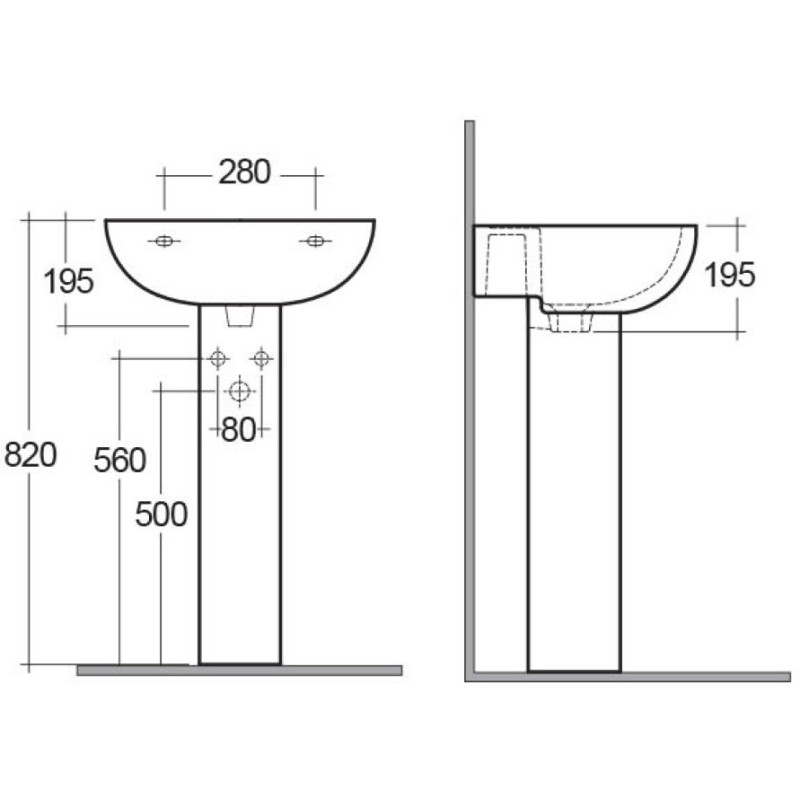 Colonna per lavabo serie compact 66 cm Rak Ceramics 181-N201-66