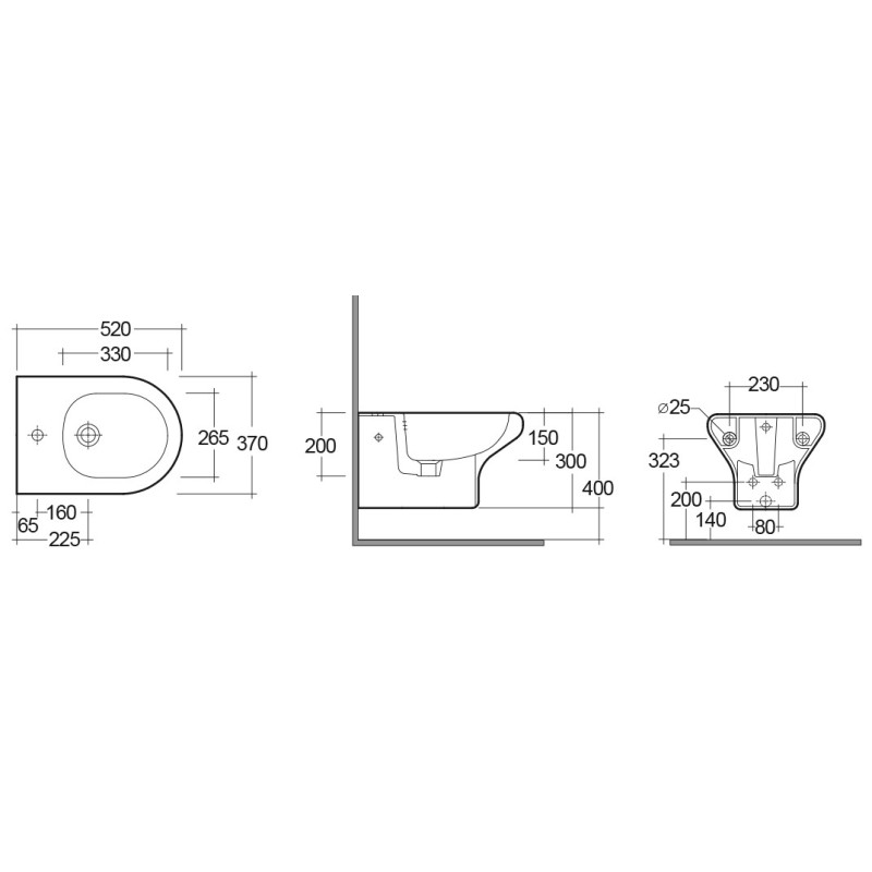 Bidet sospeso serie compact Rak Ceramics 181-N310-K