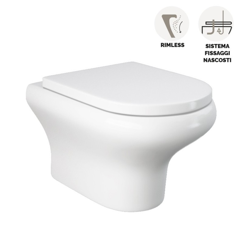 Vaso sospeso compact con fissaggi nascosti Rak Ceramics 181-N411