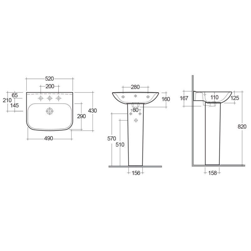Lavabo sospeso serie origin 65 cm Rak Ceramics 181-O100-65