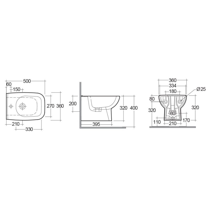 Bidet sospeso origin Rak Ceramics 181-O310-R Bidet sospeso origin Rak Ceramics 181-O310-R