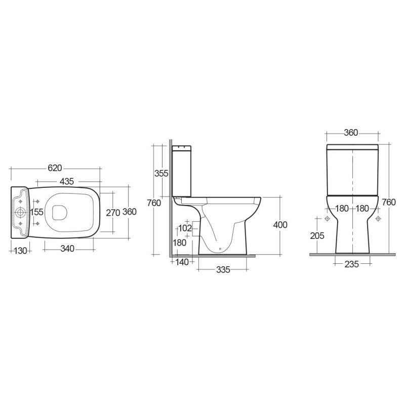 Vaso monoblocco origin con scarico a pavimento Rak Ceramics 181-O420-P Vaso monoblocco origin con scarico a pavimento Rak Ceramics 181-O420-P