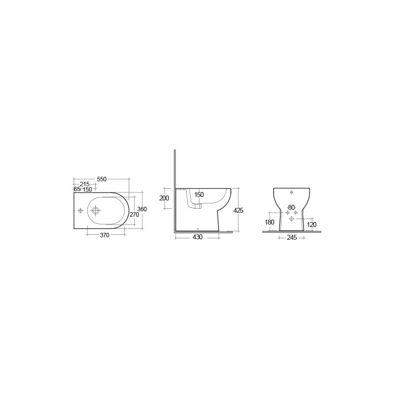 Bidet filo muro tonique Rak Ceramics 181-Q300-R Bidet filo muro tonique Rak Ceramics 181-Q300-R