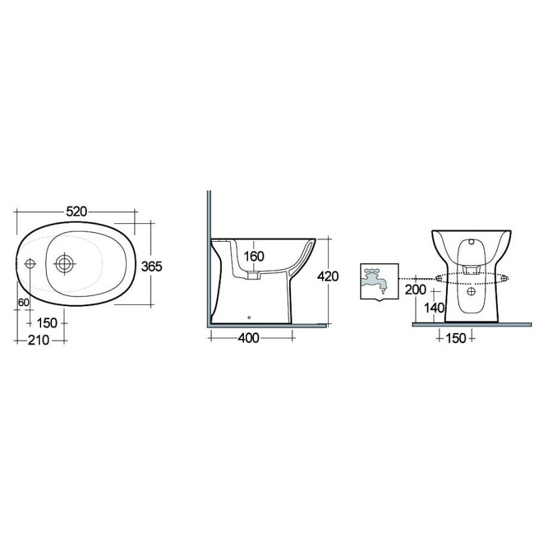 Bidet serie morning Rak Ceramics 181-R300-R