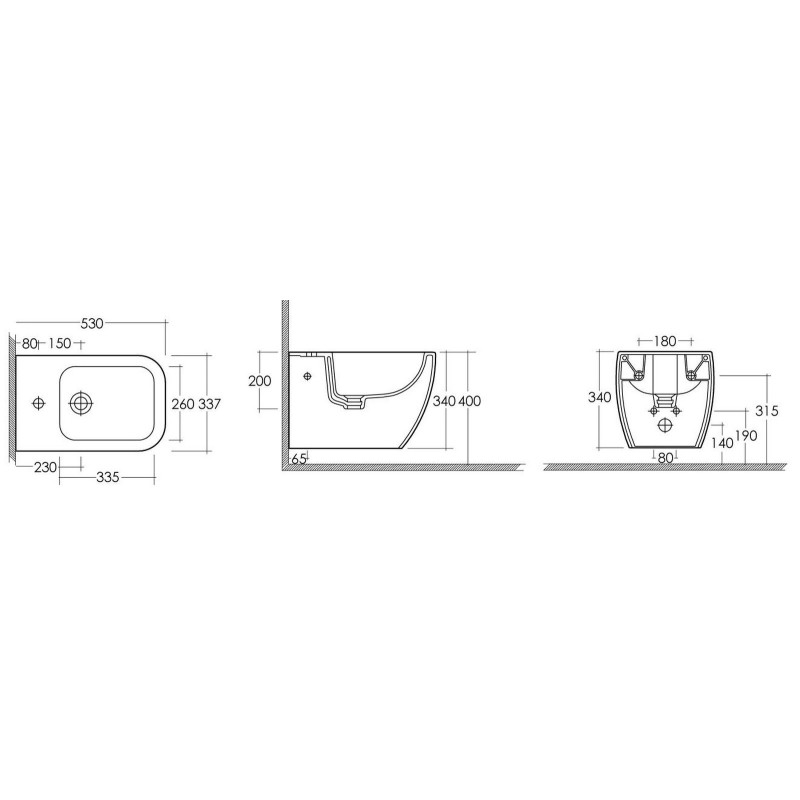 Bidet sospeso metropolitan Rak Ceramics 182-H310-R