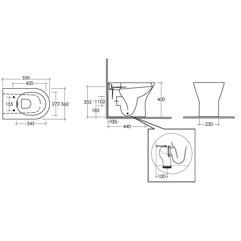 Vaso resort rimless filo muro Rak Ceramics 182-V400