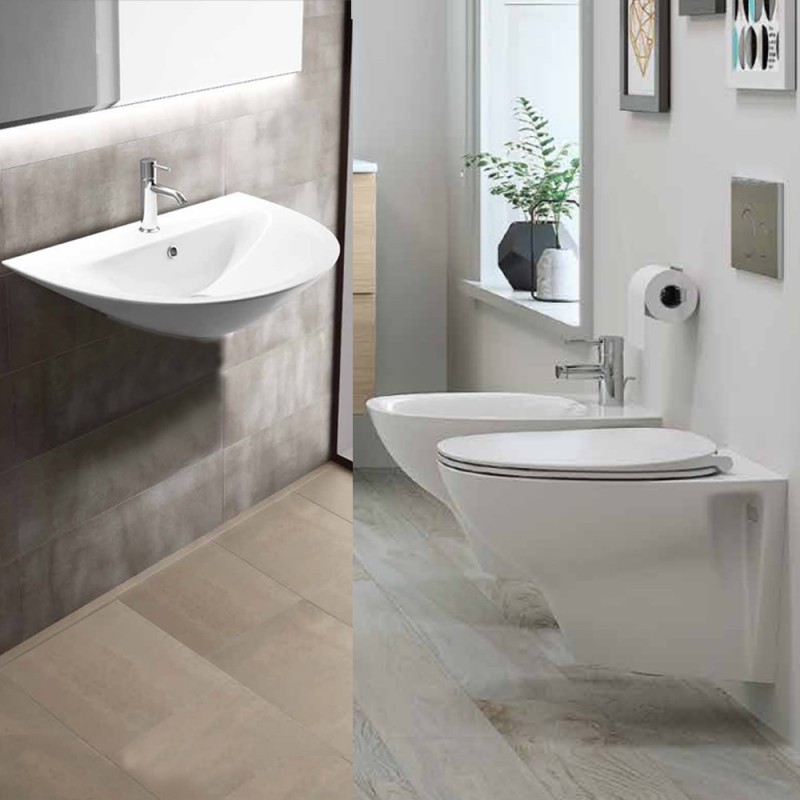 Set sanitari sospesi con lavabo 60 cm - Serie Morning Rak Ceramics wblmorningsosp Set sanitari sospesi con lavabo 60 cm - Serie Morning Rak Ceramics wblmorningsosp