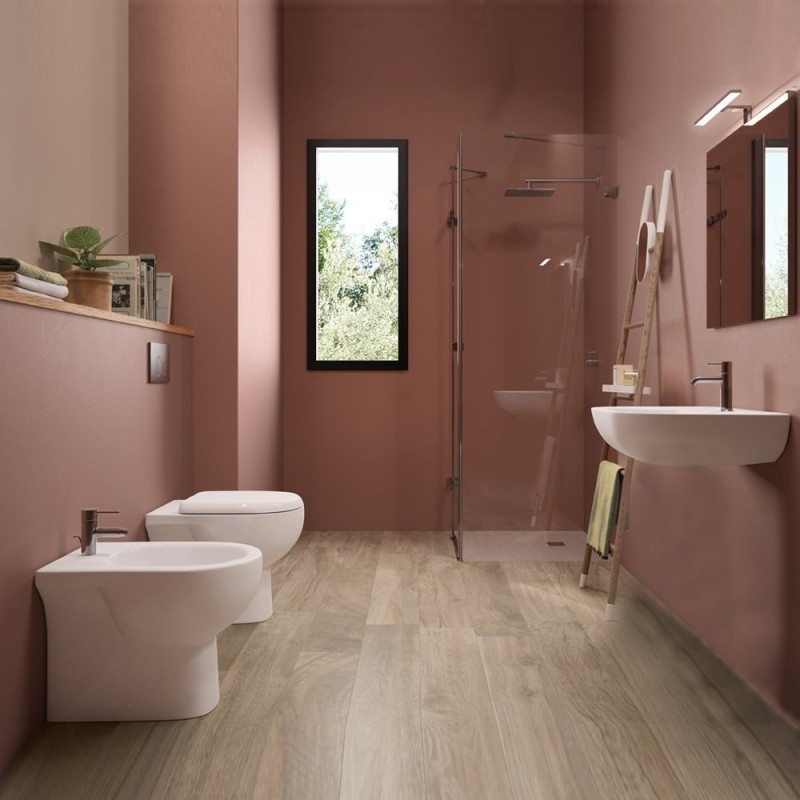 Set sanitari filo muro a terra con lavabo 55 cm - Serie Tonique Rak Ceramics wbltoniquefm Set sanitari filo muro a terra con lavabo 55 cm - Serie Tonique Rak Ceramics wbltoniquefm