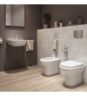Set sanitari filo muro a terra con lavabo 55 cm - Serie Compact Rak Ceramics wblcompactfm