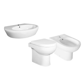 Set sanitari filo muro a terra con lavabo 68 cm - Serie Klio LINPH wblkliofm