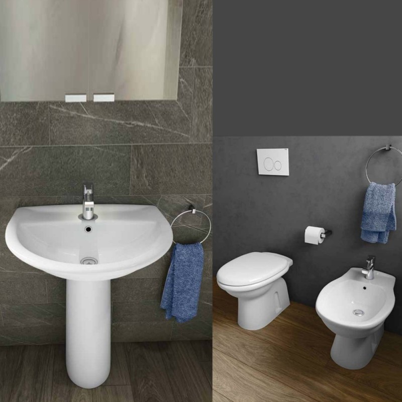 Set sanitari tradizionali a pavimento con lavabo 60 cm - Serie Karla Rak Ceramics wblkarlater