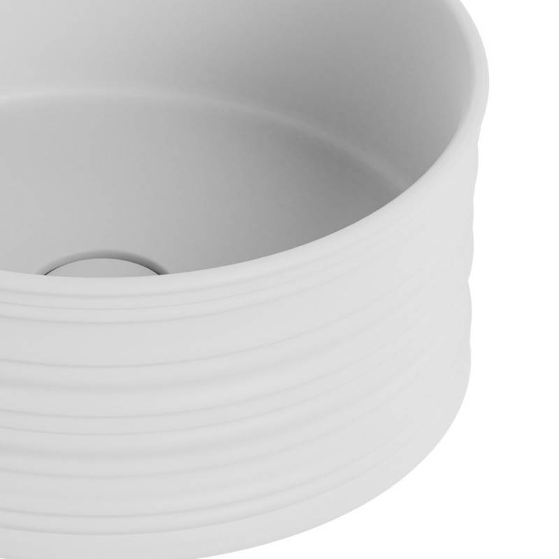 Lavabo d'appoggio tondo in ceramica da 40 cm bianco opaco - Serie Nordic Idrobric SCACER0855BI